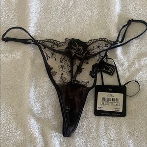 Honey Birdette Black Floral Lace Thong